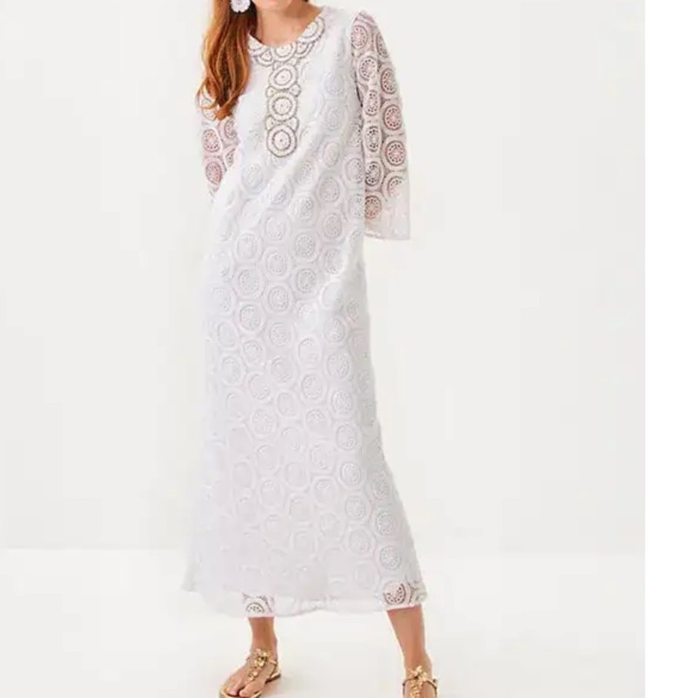 NWT Lilly Pulitzer Sz 14 Burnett Lace Maxi Dress Butterfly Medallion Lace ($748)